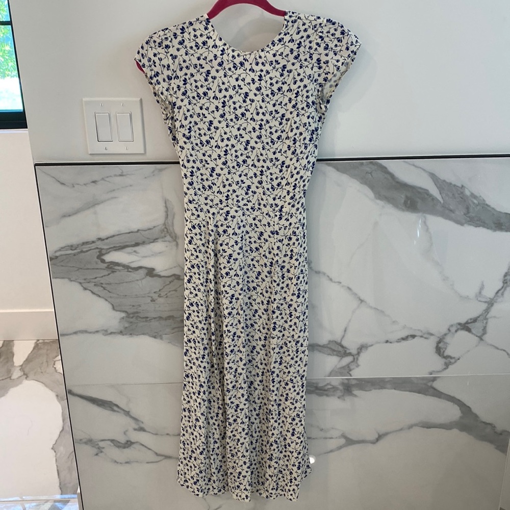 Reformation Gavin dress blue and cream size 4